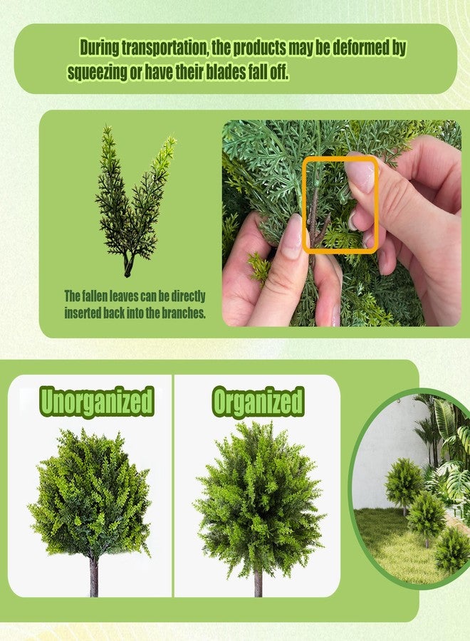 DOPGIB Artificial Cedar Topiary Ball Tree with Ground Spike: 23 Inch 2 Pack UV Resistant Faux Green Cypress Shrubs Plants Fake Bushes for Front Porch, Garden, Indoor and Outdoor Home Decor - Image 4