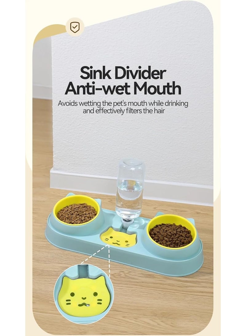 وعاء طعام أوتوماتيكي للقطط والكلاب مع نافورة مياه – وعاء مزدوج للطعام والشراب مع حامل ثابت للحيوانات الأليفة - Image 5