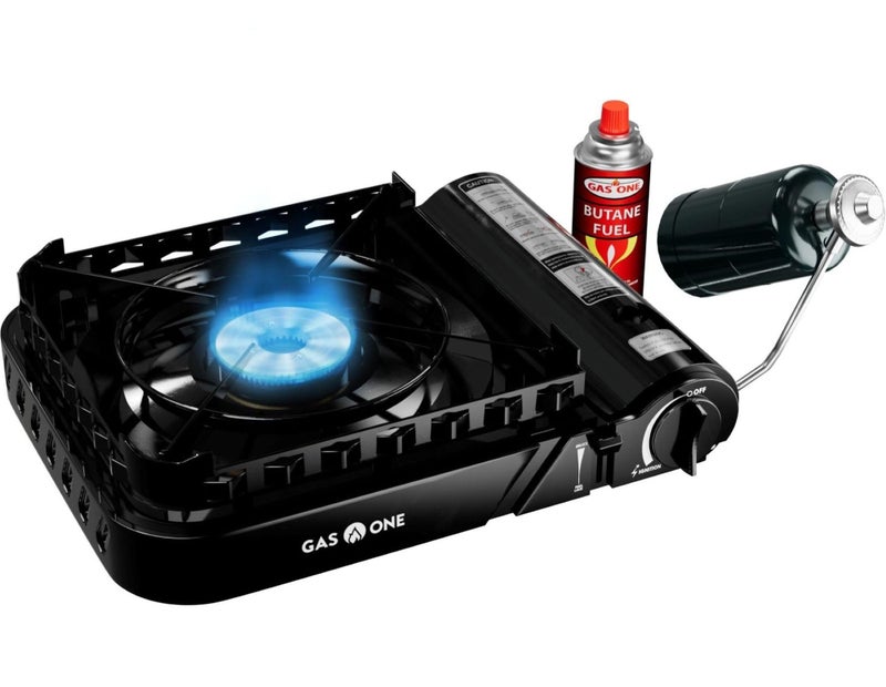 GasOne 15,000 BTU Propane or Butane Stove Dual Fuel Stove Portable Camping Stove - Patented - with Carrying Case Great for Emergency Preparedness Kit - Image 1