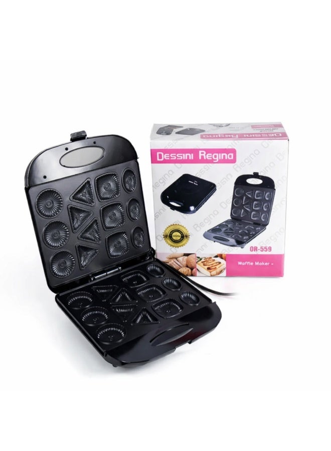 Dessini Regina OR-559 Waffle Maker, 13-Piece Mini Non-Stick Waffle Maker, Electric Countertop Waffle Machine - Image 1