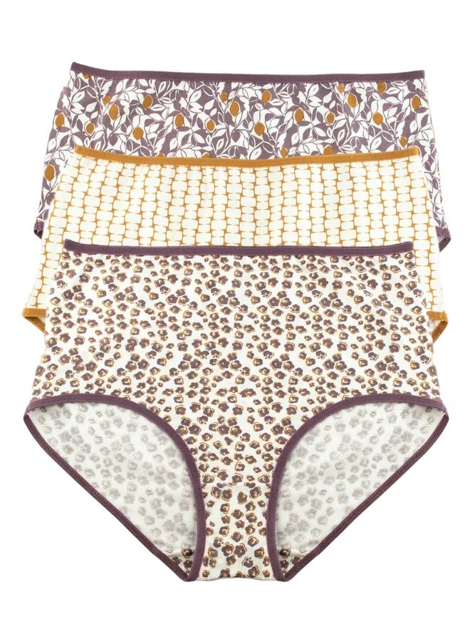 Milk Pack of 6 Printed Cotton High Brief Panties Underwear for Women  - Image 5