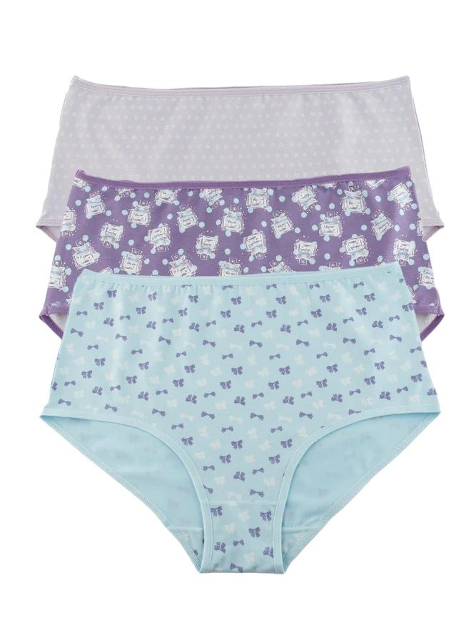 Milk Pack of 6 Printed Cotton High Brief Panties Underwear for Women  - Image 4