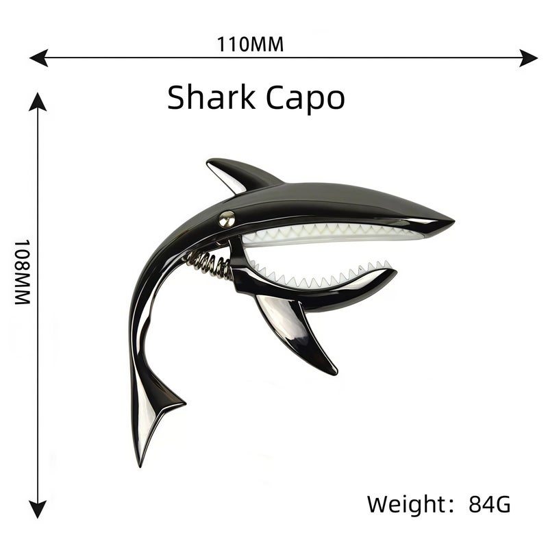LinnWell Guitar Capo Shark Shape Guitar Capo Acoustic Capo Electric Guitars Capo Premium Zinc Alloy Guitar Accessories Ukulele Mandolin Banjo Bass (Black with 6 Picks) - Image 2