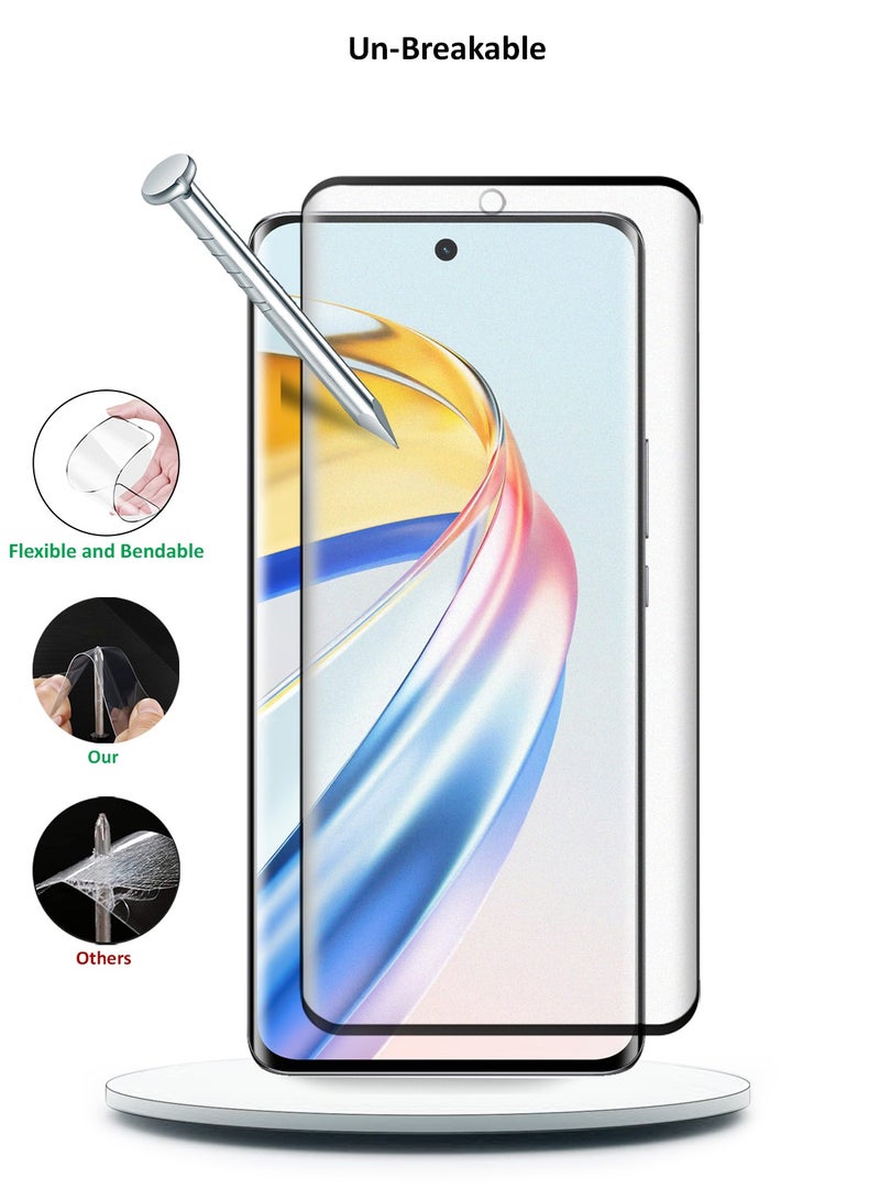 Wtech Honor X9b 5G 2023 - Nano Ceramic Full Glue Full Cover Matte Flexible Screen Protector (MSCNMN) - Clear/Black - Image 4