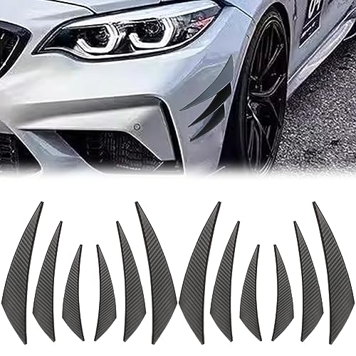 Leasinder 12Pcs Universal Car Spoiler Canards Kit Front Bumper Lip Splitter Exterior Soft Rubber Fins Spoilers Auto Anti Collision Strip Decal Sticker Accessories for Vehicle Body DecorationCarbon Fiber Black - Image 1