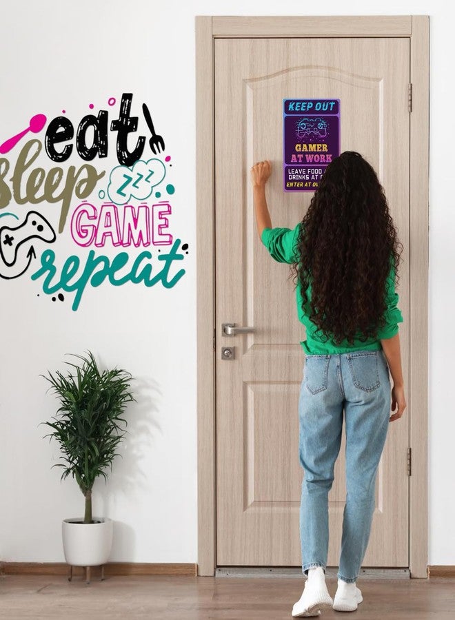 ALKB Keep Out Signs for Gaming Room Wall Door Decor - 8x12 Inch Futuristic Metal Sign Gift for Boy, Girl, Boyfriend - Image 2