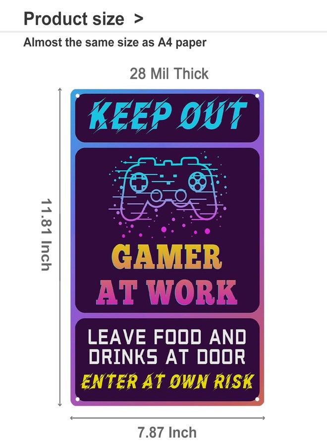 ALKB Keep Out Signs for Gaming Room Wall Door Decor - 8x12 Inch Futuristic Metal Sign Gift for Boy, Girl, Boyfriend - Image 5