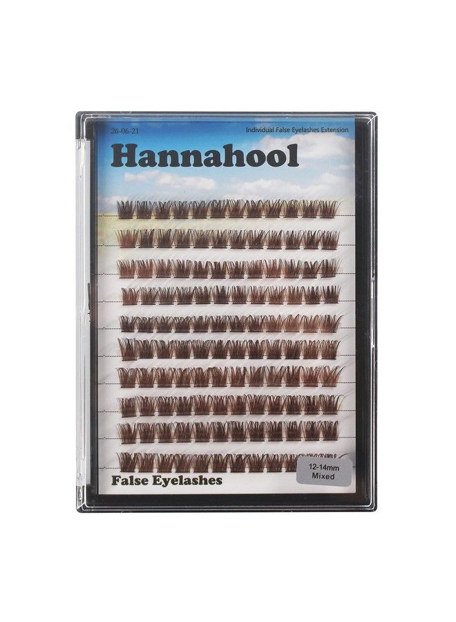 Hannahool 120Pcs D Curl Individual Wide Stem Brown Cluster Diy Eye Lashes Extensions Mixed 1214Mm/1416Mm/1618Mm Makeup Dramatic Volume Lashes (Brown1214Mm) - Image 2