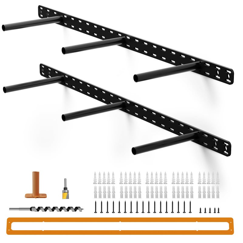 Craftersmark 2pcs Floating Shelf Hardware Heavy Duty Hidden Shelf Brackets Support,Wall Mounting Invisible Floating Shelves Bracket with Jig (34" x 8" x 1.5" with Tools) - Image 1