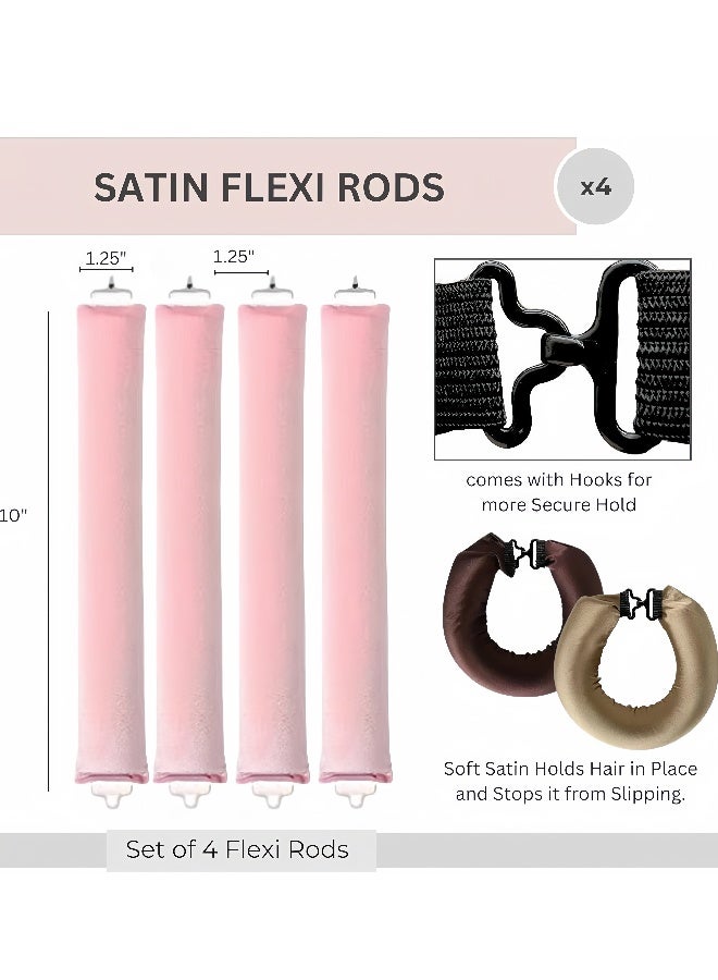 4 PCS Heatless Hair Curler Set，Soft Hair Curlers to Sleep In，No Heat Overnight Sleeping Curls Styling Tools for All Hair Types,Pink - Image 2