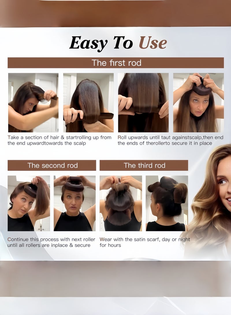 4 PCS Heatless Hair Curler Set，Soft Hair Curlers to Sleep In，No Heat Overnight Sleeping Curls Styling Tools for All Hair Types,Pink - Image 4