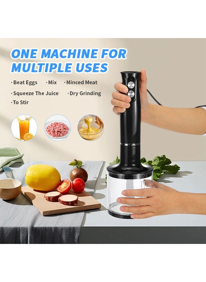 Generic - 4 in 1 Hand Blender, Powerful 500w Chopper, Milk Frother, Egg Beater, Stainless Steel Blades, 500ml Chopping Bowl,  700ml Beaker, Perfect for Blending, Chopping, Whisking - Image 1