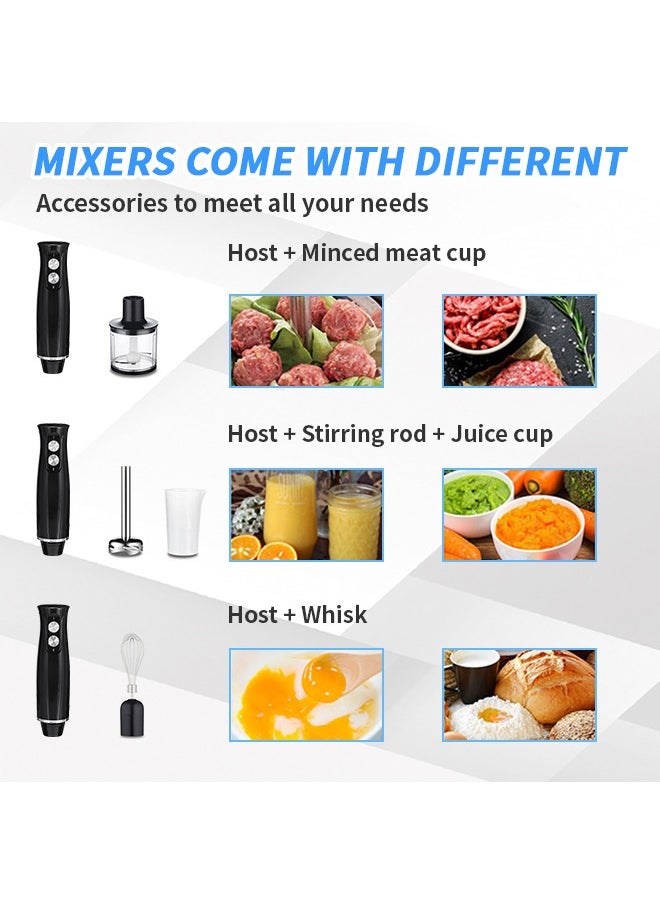Generic - 4 in 1 Hand Blender, Powerful 500w Chopper, Milk Frother, Egg Beater, Stainless Steel Blades, 500ml Chopping Bowl,  700ml Beaker, Perfect for Blending, Chopping, Whisking - Image 1