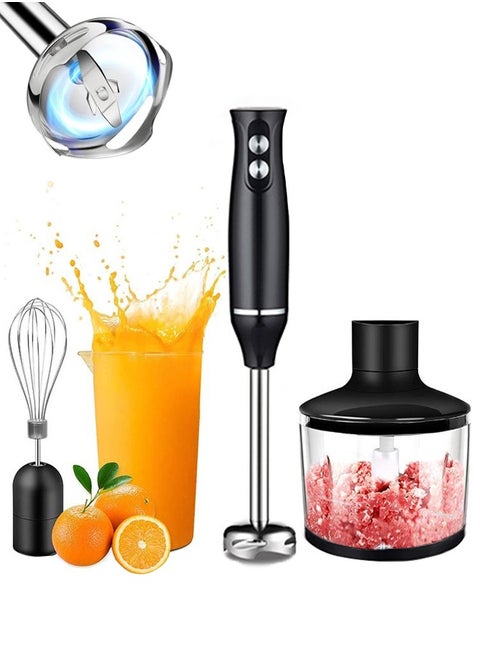 4 in 1 Hand Blender, Powerful 500w Chopper, Milk Frother, Egg Beater, Stainless Steel Blades, 500ml Chopping Bowl,  700ml Beaker, Perfect for Blending, Chopping, Whisking