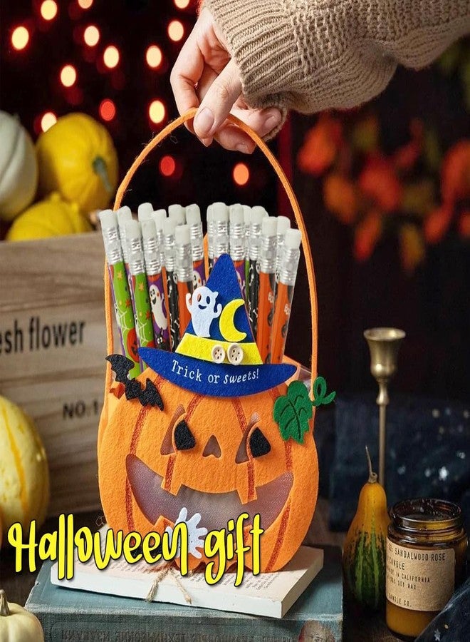 AWEELON 60 PCS Halloween Pencils Bulk Pumpkin Ghost Wooden Pencils with Eraser Happy Halloween - Image 3