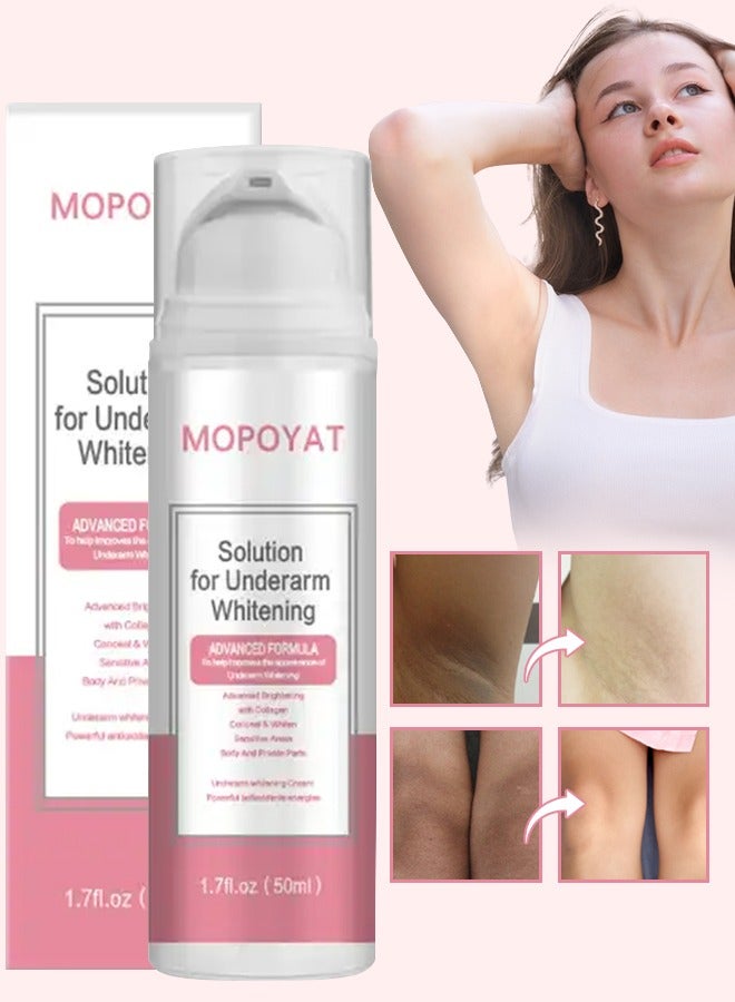 MOPOYAT 50ml Solution for Underarm Whitening Cream Collagen Cream for Body Dark Spot Cream Dark Armpit Remover Moisturizes for Intimate Areas Armpit Neck Back Legs Elbows Instant Result Dark Spot Remover - Image 1
