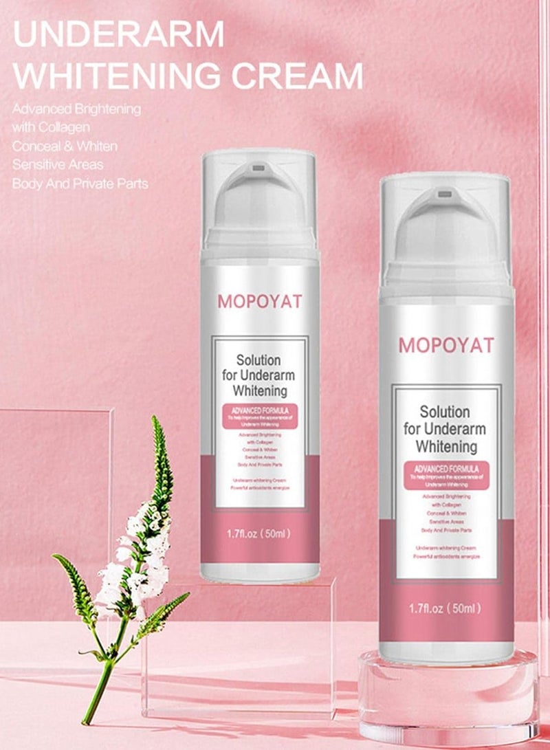 MOPOYAT 50ml Solution for Underarm Whitening Cream Collagen Cream for Body Dark Spot Cream Dark Armpit Remover Moisturizes for Intimate Areas Armpit Neck Back Legs Elbows Instant Result Dark Spot Remover - Image 2