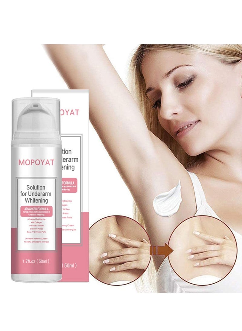 MOPOYAT 50ml Solution for Underarm Whitening Cream Collagen Cream for Body Dark Spot Cream Dark Armpit Remover Moisturizes for Intimate Areas Armpit Neck Back Legs Elbows Instant Result Dark Spot Remover - Image 3