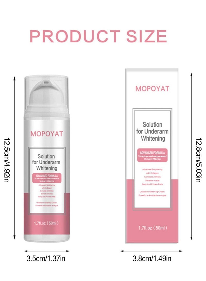 MOPOYAT 50ml Solution for Underarm Whitening Cream Collagen Cream for Body Dark Spot Cream Dark Armpit Remover Moisturizes for Intimate Areas Armpit Neck Back Legs Elbows Instant Result Dark Spot Remover - Image 5