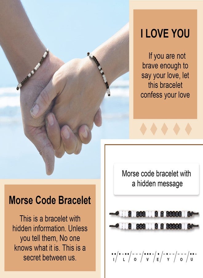 Desimtion Christmas Couples Bracelets I Love You Morse Code Matching Bracelets for Couples Gifts for Him and Her, Long Distance Relationship Gifts for Boyfriend and Girlfriend - Image 2