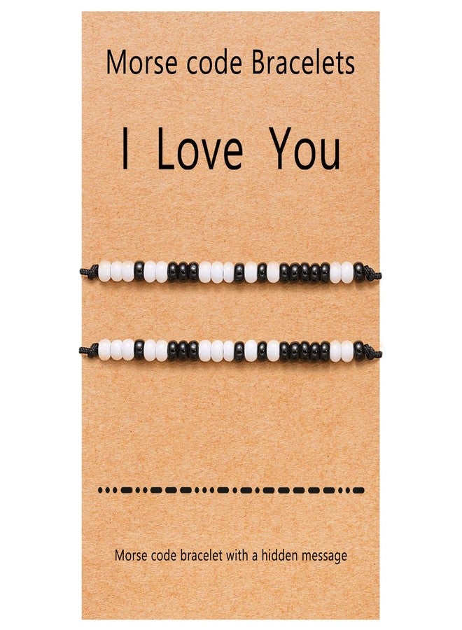 Desimtion Christmas Couples Bracelets I Love You Morse Code Matching Bracelets for Couples Gifts for Him and Her, Long Distance Relationship Gifts for Boyfriend and Girlfriend - Image 1