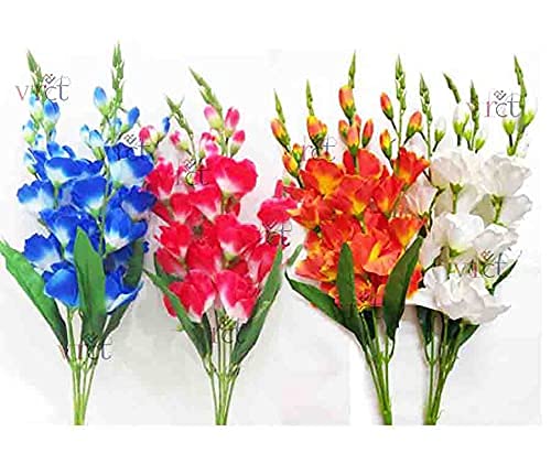 VRCT Artificial Gladiolus Flowers for Home, Garden, Party, Wedding Decoration -Set of 4 (Multicolor) - Image 1