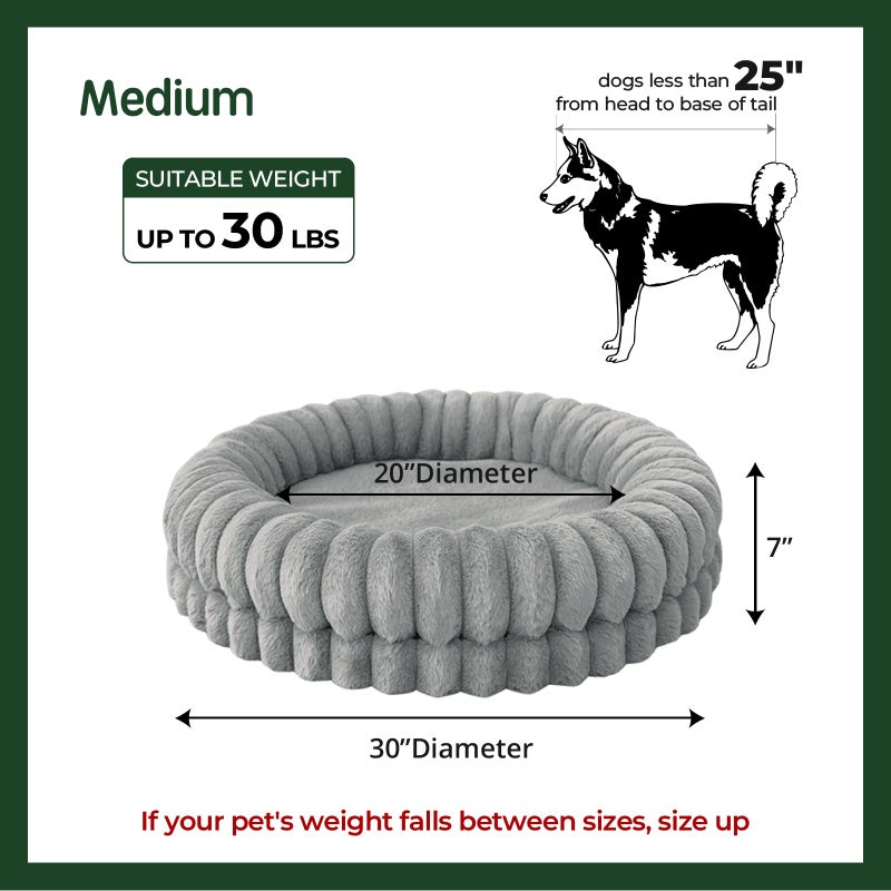 BALANCE Luxury Donut Dog Bed, 30 Inches Round Dog Bed Medium Size Dogs Washable, Orthopedic Calming Dogs Bed for Pets with Anti-Slip Bottom, Gray - Image 5
