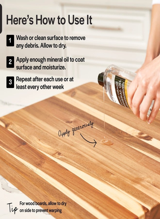 Thirteen Chefs Mineral Oil - 8 oz Food Grade Conditioner for Wood Cutting Board, Countertop & Butcher Block, Lubricant for Knife or Meat Grinder - Safe USP Finish on Marble, Soapstone - Image 5