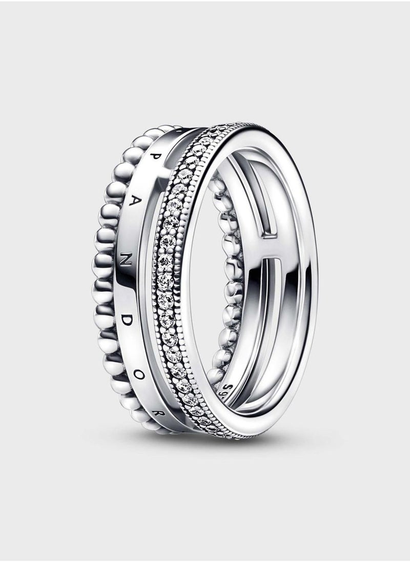 باندورا خاتم باندورا مزين بشعار العلامة التجارية مرصع بالخرز - Image 1