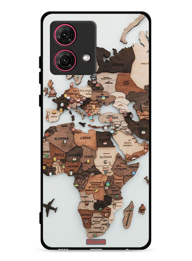 Tolwak Motorola Moto G84 5G Protective Case Cover World Map Art - Image 1