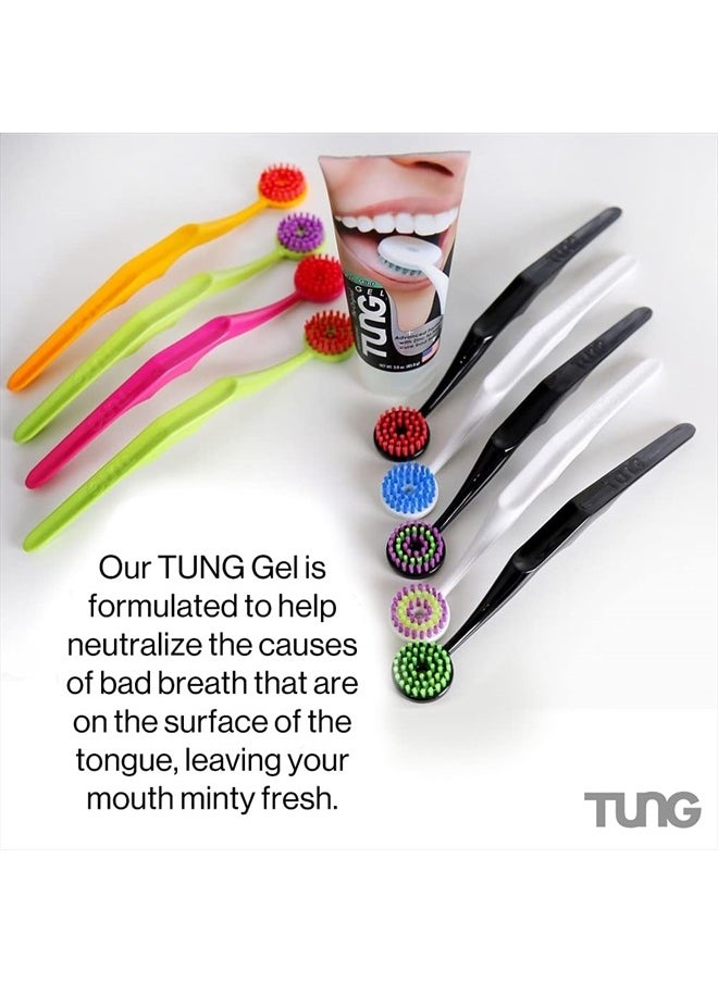 Peak Essentials The Original TUNG Brush - Tung Tongue Brush | Tongue Cleaner for Adults | Plastic Tongue Scraper | Tongue Scrubber | Bad Breath and Halitosis | Fight Bad Breath | Made in America (4 Count) - Image 1