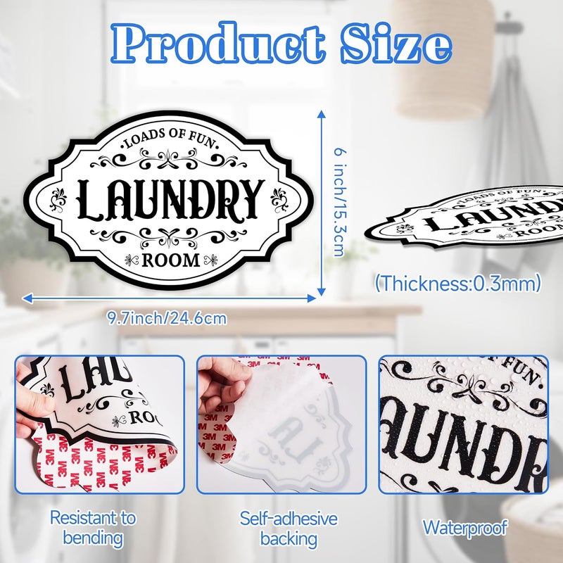 LUHIMO Laundry Room Door Sign Sticker，Self-Adhesive Waterproof Vinyl Vintage Laundry Room Sign for House，Home，Business, Wall Decor - Image 3
