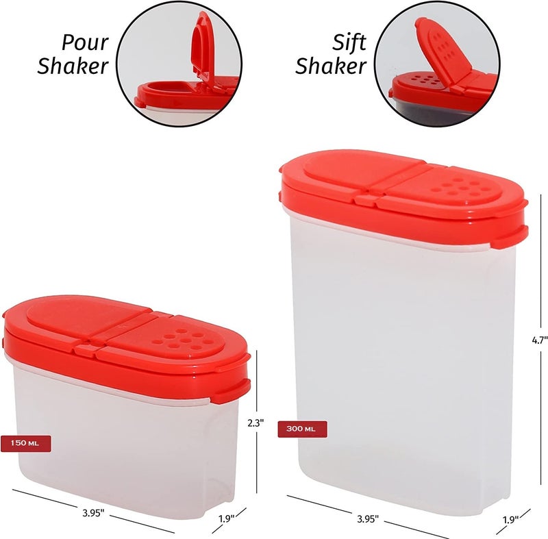 PUTHAK Clear Plastic Empty Spice Container Spice Jars with Lid Kitchen Bottle Dispenser Store SpiceHerbRubSugarSaltPepper 2 Way Lids SiftPour ShakerRefillable 4 Pack 300 ml - Image 2