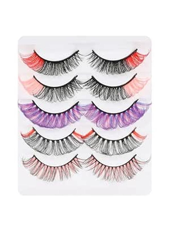 Mixed Pack 5 Pairs D Curl Synthetic Fiber False Eyelashes Dense Natural For Women - Image 1