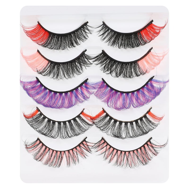 Mixed Pack 5 Pairs D Curl Synthetic Fiber False Eyelashes Dense Natural For Women - Image 2
