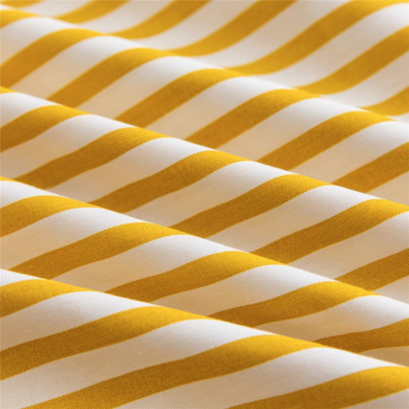 JELLYMONI 100% Natural Cotton 3pcs Striped Duvet Cover Sets,White Duvet Cover with Yellow Stripes Pattern Printed Comforter Cover,with Zipper Closure & Corner Ties(King Size) - Image 5