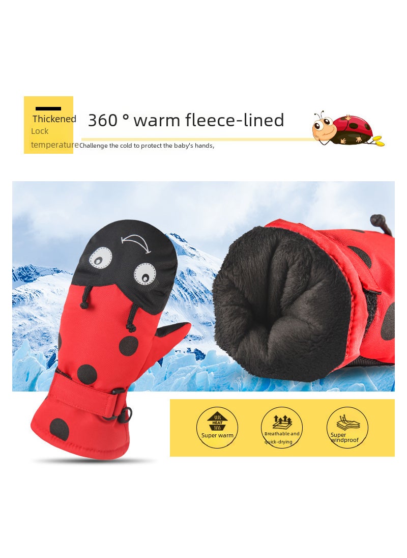 Generic - Kids Cartoon Waterproof Warm Ski Gloves Owl - Image 1