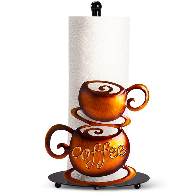 Shinlar Coffee Paper Towel Holder Countertop - Steaming Coffee Farmhouse Kitchen Decor and Accessories, Coffee Accessories for Coffee Bar, Coffee Decor for Kitchen, Coffee Lovers Gift Ideas - Image 1