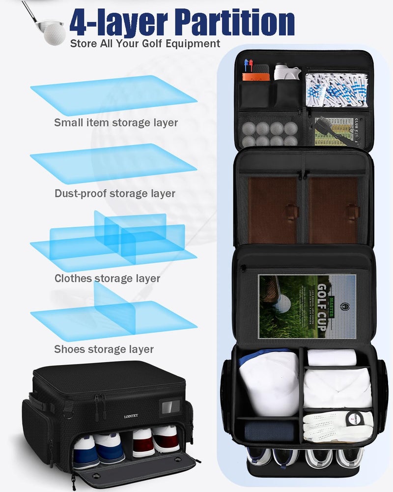 LOINTET Golf Trunk Organizer, Waterproof Car Golf Locker with Separate Ventilated Compartment for 2 Pair Shoes, Golf Storage for Balls, Tees, Cap, Clothes, Gloves, Accessories, Gifts for Men, Women - Image 5