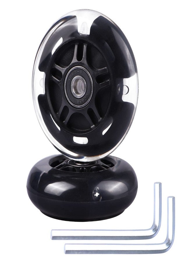 Gladeer 2-Pack 80mm Scooter Wheels Light Up Inline Skate Replacement Wheels w/Bearings (Black) - Image 1