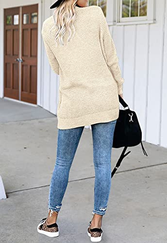 MEROKEETY Womens 2025 Fall Long Sleeve Open Front Cardigans Chunky Knit Draped Sweaters Outwear Apricot - Image 5