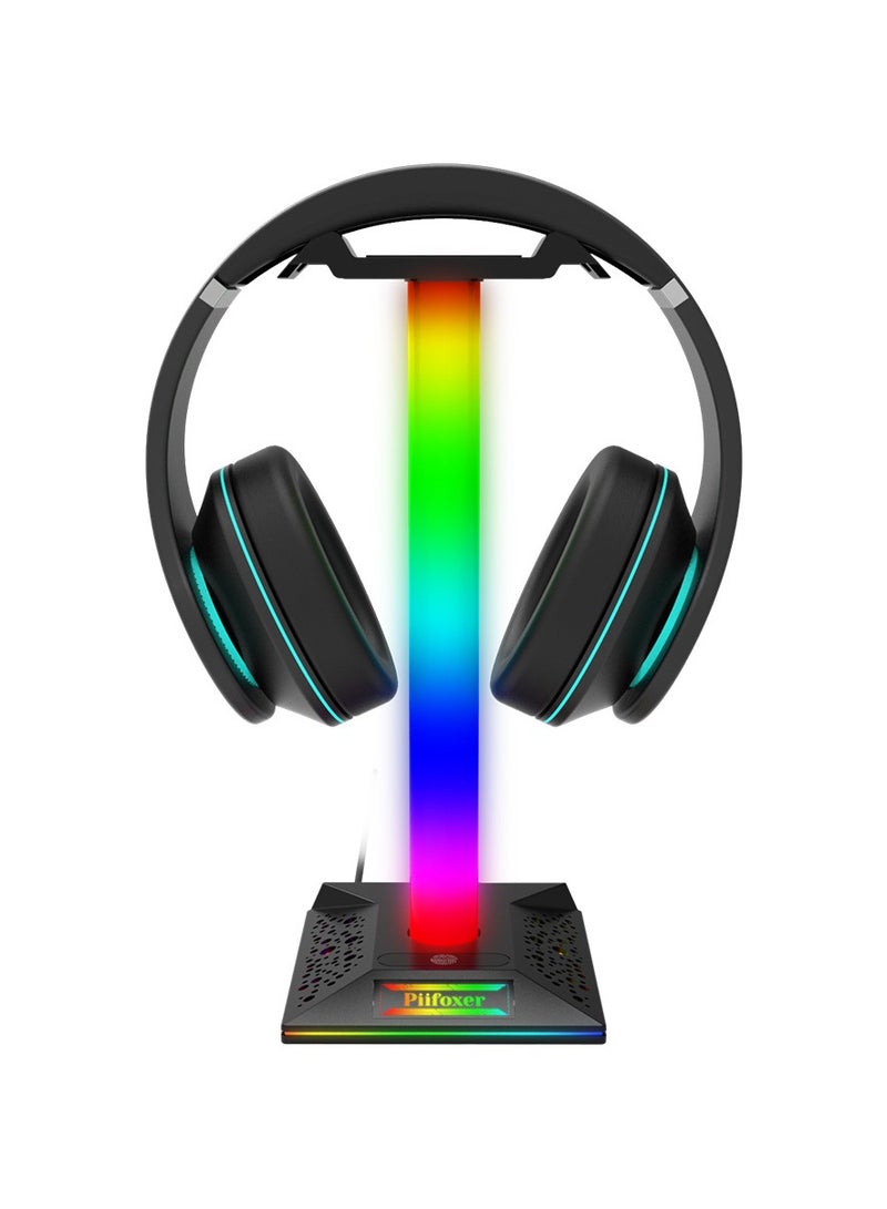 General Gaming Headset Stand RGB Illumination with Dual USB Ports 3.5mm Audio Touch Headset Stand to create an exclusive gaming atmosphere  - Image 1
