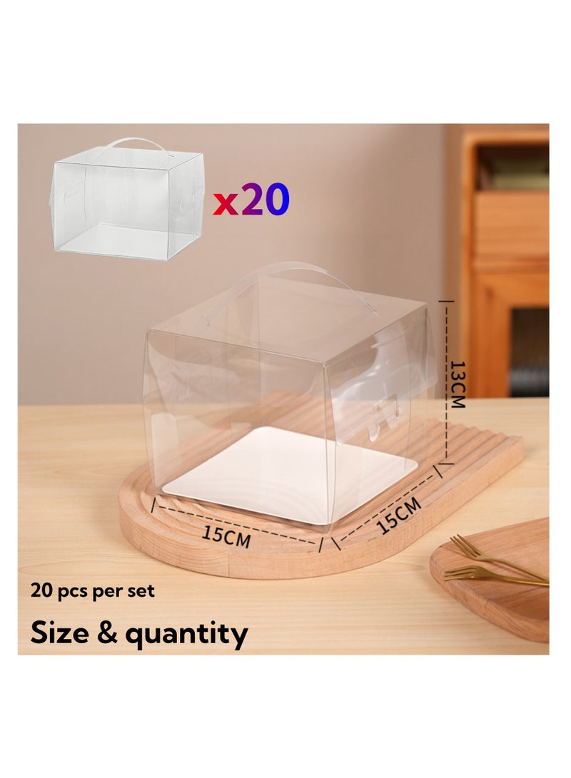 نوفولان علب كيك شفافة، مجموعة من 20 قطعة من علب الكيك البلاستيكية الشفافة مقاس 5 بوصات مع قاعدة ومقبض، لكعكات الموس، والكعك الصغير، والمافن، والكوكيز - مقاس 15 × 15 × 13 سم، مع غشاء واقٍ مقاوم للخدش - Image 4
