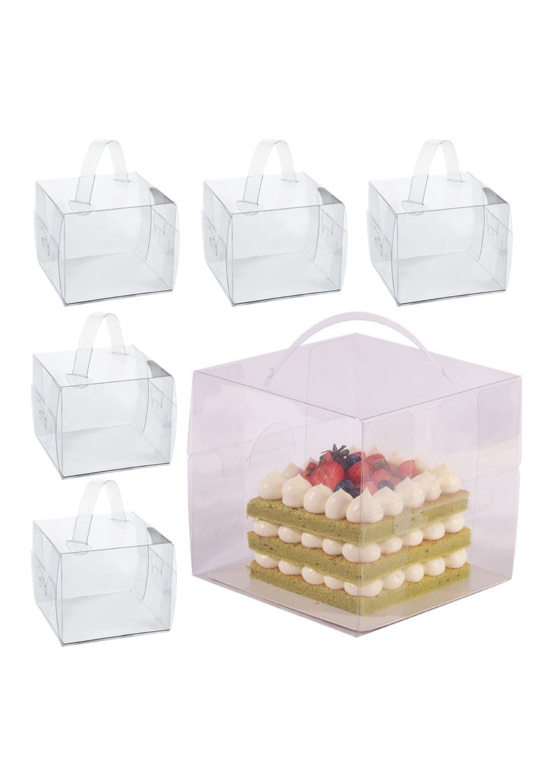 نوفولان علب كيك شفافة، مجموعة من 20 قطعة من علب الكيك البلاستيكية الشفافة مقاس 5 بوصات مع قاعدة ومقبض، لكعكات الموس، والكعك الصغير، والمافن، والكوكيز - مقاس 15 × 15 × 13 سم، مع غشاء واقٍ مقاوم للخدش - Image 1