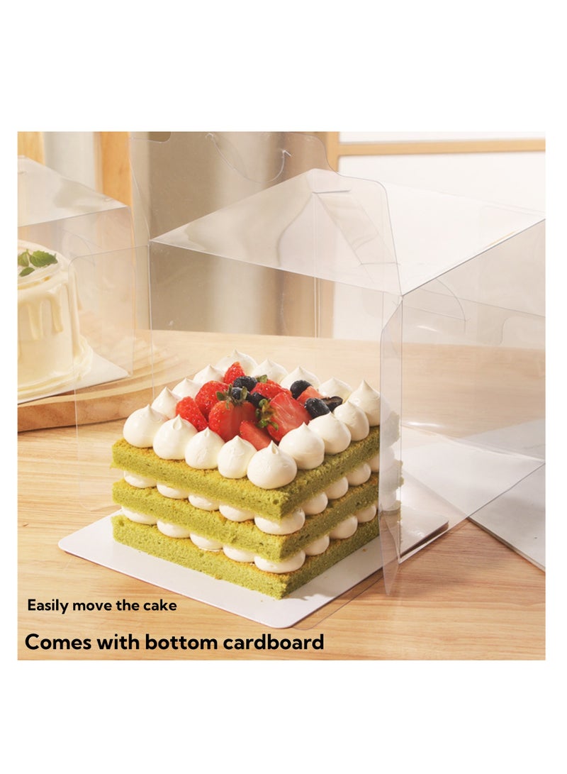 نوفولان علب كيك شفافة، مجموعة من 20 قطعة من علب الكيك البلاستيكية الشفافة مقاس 5 بوصات مع قاعدة ومقبض، لكعكات الموس، والكعك الصغير، والمافن، والكوكيز - مقاس 15 × 15 × 13 سم، مع غشاء واقٍ مقاوم للخدش - Image 3