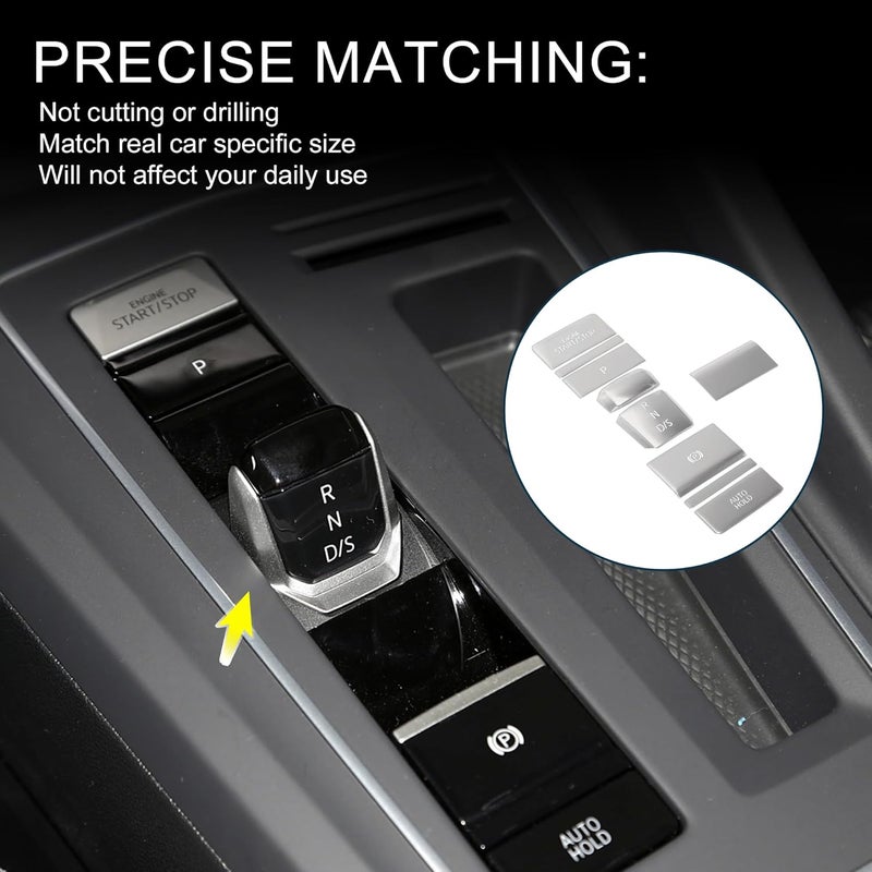TUCKBOLD Gear Shift Panel Handbrake Parking Brake Button Sticker for VW Golf 8 MK8 R GTI 2020-2022 - Silver Tone - Image 3