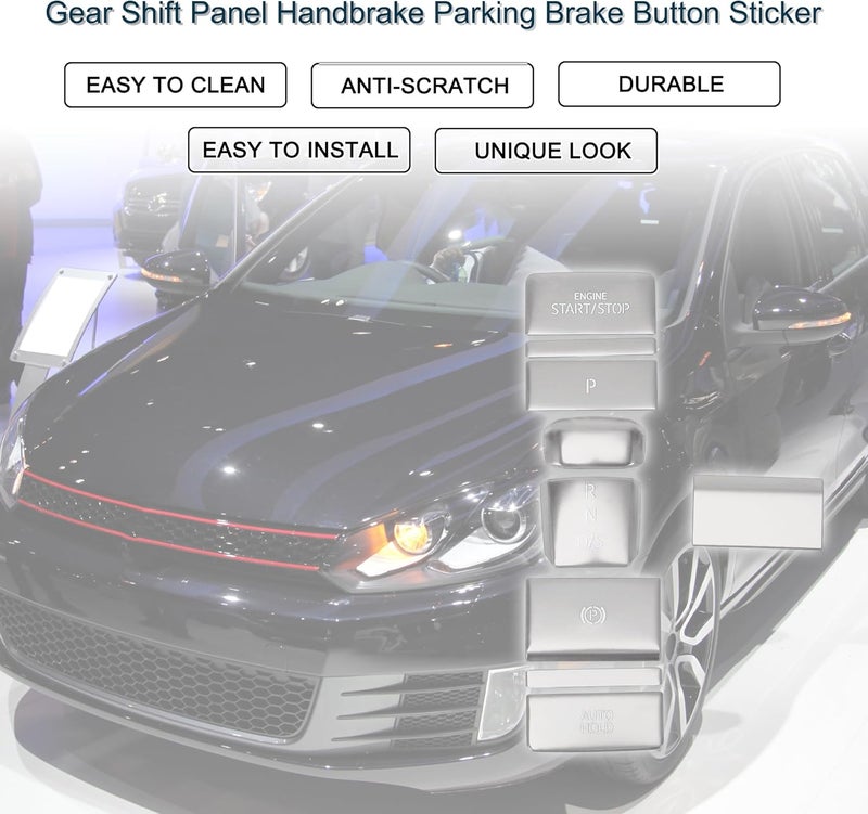TUCKBOLD Gear Shift Panel Handbrake Parking Brake Button Sticker for VW Golf 8 MK8 R GTI 2020-2022 - Silver Tone - Image 2