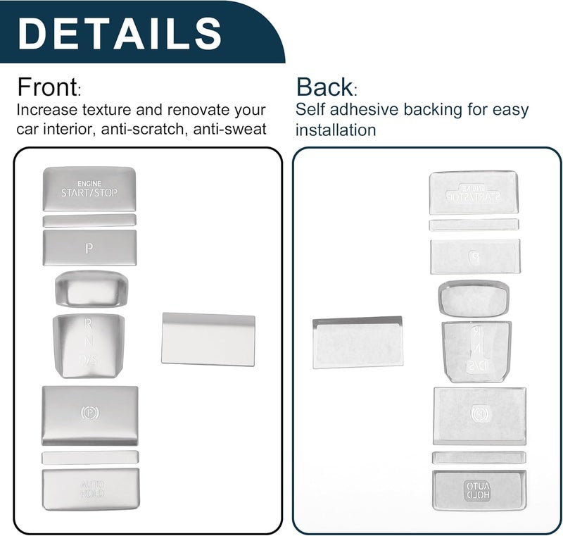 TUCKBOLD Gear Shift Panel Handbrake Parking Brake Button Sticker for VW Golf 8 MK8 R GTI 2020-2022 - Silver Tone - Image 5