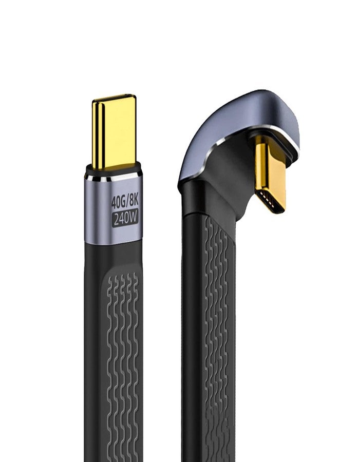 Cablecc كابل CC 40Gbps USB4 فلات رفيع FPC 100W 8K Type-C USB-C 240W ذكر إلى ذكر كابل بيانات بشكل U مائل للخلف للكمبيوتر المحمول والهاتف 13 سم - Image 1