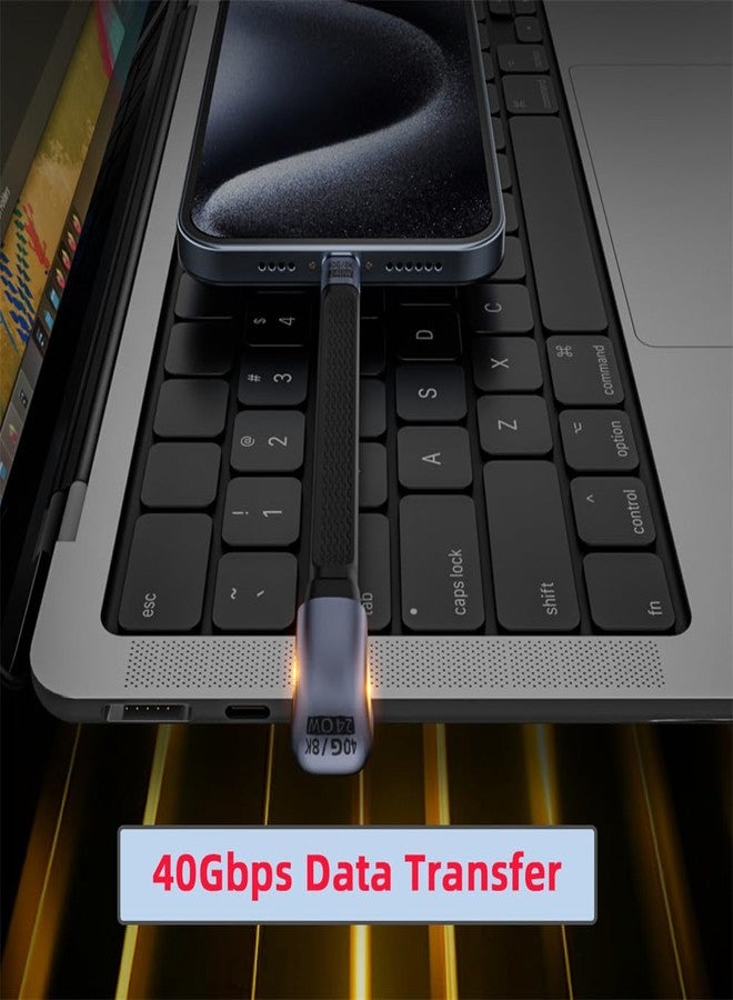 Cablecc كابل CC 40Gbps USB4 فلات رفيع FPC 100W 8K Type-C USB-C 240W ذكر إلى ذكر كابل بيانات بشكل U مائل للخلف للكمبيوتر المحمول والهاتف 13 سم - Image 4